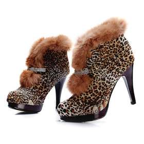 camurça boot com sapato de salto alto leopardo moda (0987, x3609)   R 