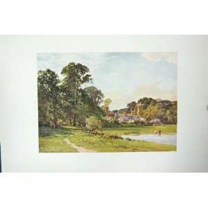 COLOUR PRINT c1920 VIEW GAYHURST BUKCS ENGLAND TREES:  Home 