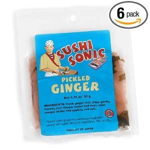 Sushi Sonic Sushi (Pickled) Ginger, 1.76 Ounce Bags (Pack of 6)