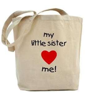  My little sister loves me Heart Tote Bag by  