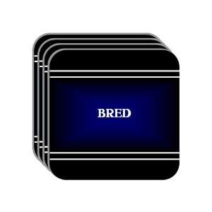 Personal Name Gift   BRED Set of 4 Mini Mousepad Coasters (black 