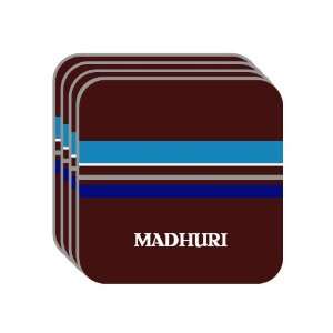Personal Name Gift   MADHURI Set of 4 Mini Mousepad Coasters (blue 