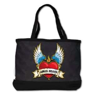   Shoulder Bag Purse (2 Sided) Black Winged Angel Heart 