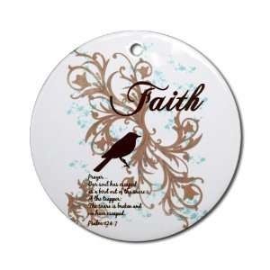  Ornament (Round) Faith Dove   Christian Cross Dove 