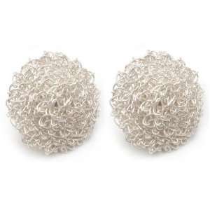  Silver button earrings, Luminous Nests Jewelry