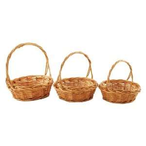   Dark Brown Willow Baskets with Handles, Set of 3: Home & Kitchen
