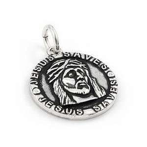    925 Sterling Silver Jesus Saves Christian Charm Pendant: Jewelry