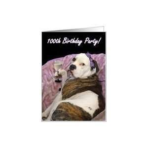  100th Birthday Party Olde English bulldogge Card: Toys 