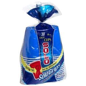  Solo SoloGrips Plastic Cups, 30 Count Package of 18 Ounce 