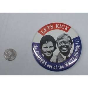  bb1 JIMMY CARTER OUT OF THE WHITE HOUSE POLITICAL BUTTON 