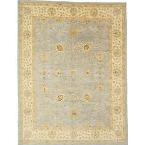  89 x 115 Blue Hand Knotted Wool Ziegler Rug: Furniture 