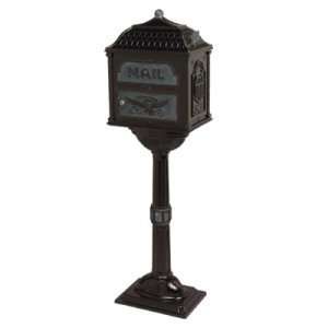  Gaines Mailboxes Black with Verde Brass Classic Pedestal 
