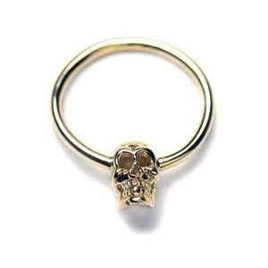   Solid 14kt Yellow Gold SKULL Captive Bead Rings   CBR: Jewelry