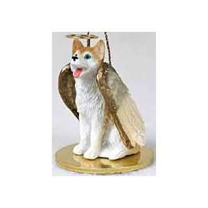  Husky Angel Christmas Ornament   Red,White, Blue Eyes: Home & Kitchen