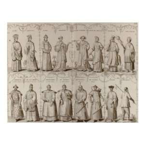  18th Century European Engraving Depicting Chinese Men and 