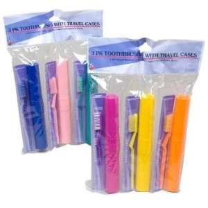  3 Pk Toothbrush With Travel Case Case Pack 72: Health 