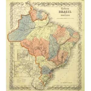   Antique Map of South America: Brazil and Guayana, 1855: Home & Kitchen