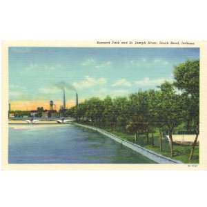 1940s Vintage Postcard Howard Park and St. Joseph River   South Bend 