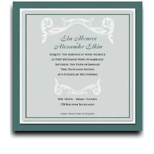  130 Square Wedding Invitations   Vizcaya Deep Emerald 