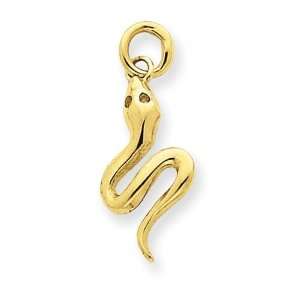  Solid Snake Charm in 14k Yellow Gold: Jewelry