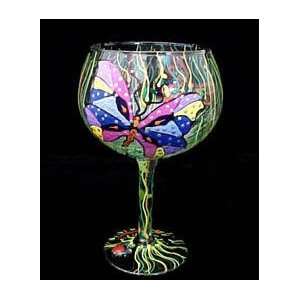  Butterfly Meadow Design   Hand Painted   Grande Goblet 