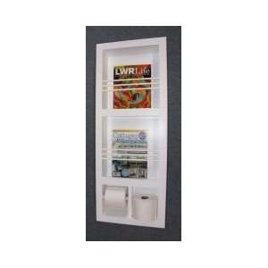  Solid wood double bathroom magazine rack, recessed in wall 