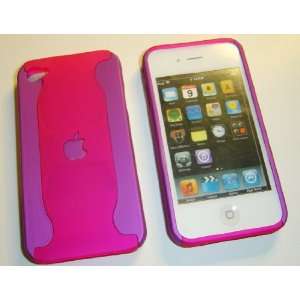  iPhone 4 4G 4S Dual 2 Tone Purple / Hot Pink Hard Back Case Cover 