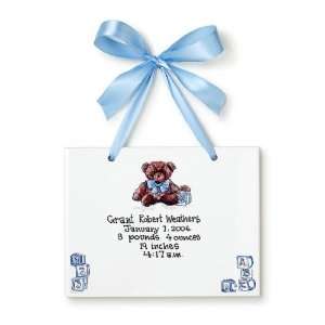  Teddy Bear Boy Ceramic Birth Certificate: Baby