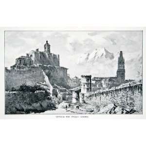  1901 Print Outer City Walls Girona Catalonia Spain 