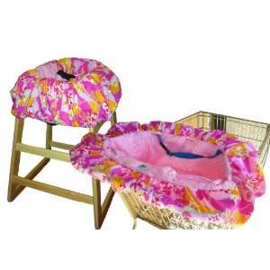  Pink & Tangerine Hibiscus Shopping Cart Cover: Baby