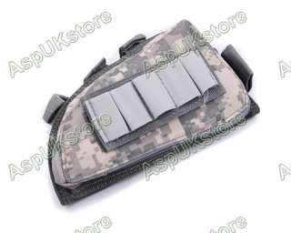 Airsoft Rifle Stock Ammo Pouch w/ Cheek Leather Pad ACU  
