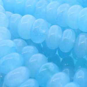 Aqua Quartz : Rondell Puffy   4mm Height, 8mm Width, Sold by: 16 Inch 