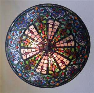 26 FRENCH STAINED GLASS TIFFANY ESQUE CANDELIER LIGHT ART FOYER 