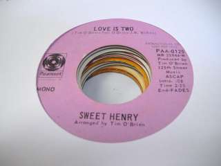 Rock Promo 45 SWEET HENRY Love is Two on Paramount  