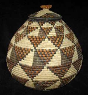 Round Abundance Modern Pattern African Zulu Beer Basket  