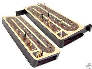 Unique Cribbage Board Box Wooden   Sliding Lid   4 Trks  