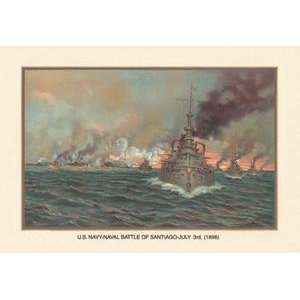  Vintage Art Naval Battle of Santiago, July 3rd, 1898 