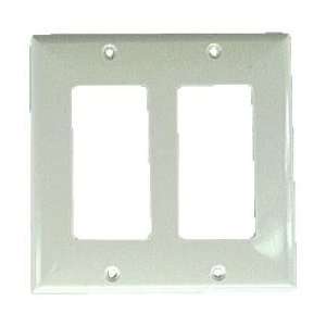  IEC White Plastic Two Gang Wall Plate with 2 Decora 