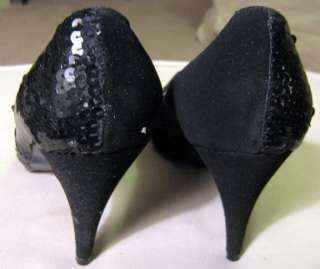 Notorious BLACK Suede Sequins Dressy Pumps Heels 6B  
