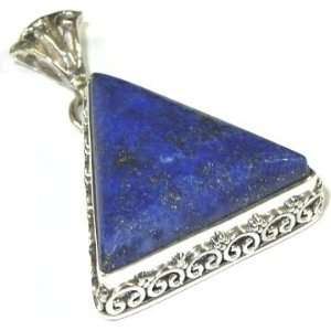  Lapis & Sterling Silver Triangle Pendant: Home & Kitchen