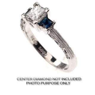 45CT E VS2 DIAMOND & PRINCESS BLUE SAPPHIRE SEMI MOUNT  