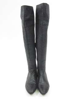 ZARA WOMAN Black Leather Texture Thigh Boots Sz 38 8  