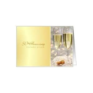Golden 50th Anniversary Party Invitations   Champagne Celebration Card