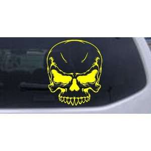 Yellow 8in X 9.5in    Mean Looking Skull Skulls Car Window Wall Laptop 