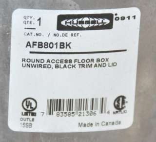 HUBBELL AFB801BK BLACK 4 GANG ROUND ACCESS FLOOR BOX  