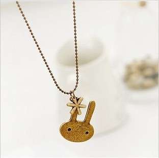 Retro Bronze Color Cute Rabbit Korean Fashion Necklace pendant XL111 