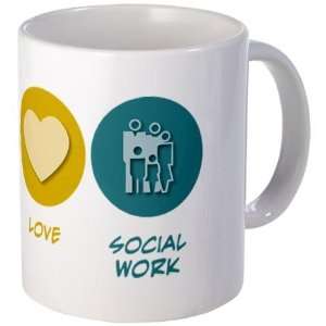  Peace Love Social Work Funny Mug by  Kitchen 