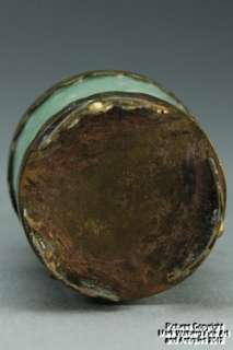 Chinese Jadeite Jade Archer s Ring Miniature Oil Lamp, Gilt Metal 