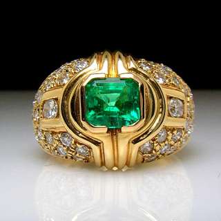 Yellow Gold 1.75ctw Emerald Diamond Right Hand Ring  