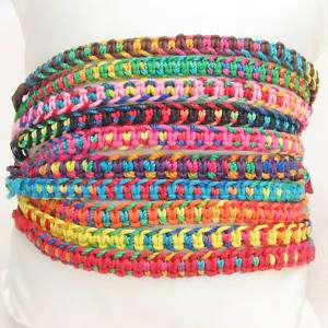 Rainbow Friendship Wrap Hemp Reef knot Bracelet  